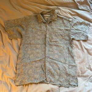 Robert Stock Gray Blue Silk Dress Shirt